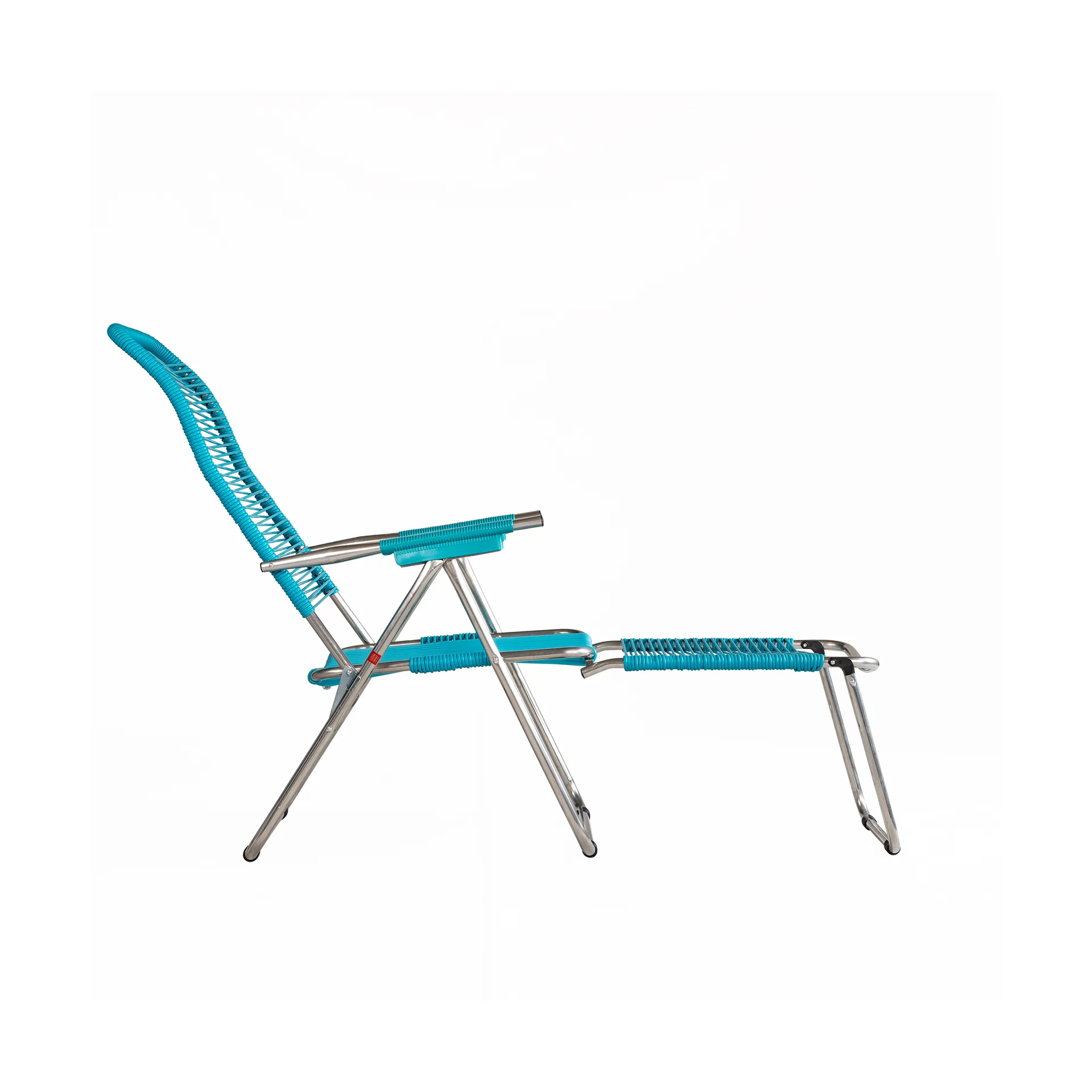 Spaghetti sun lounger with footrest, Turquoise Fiam