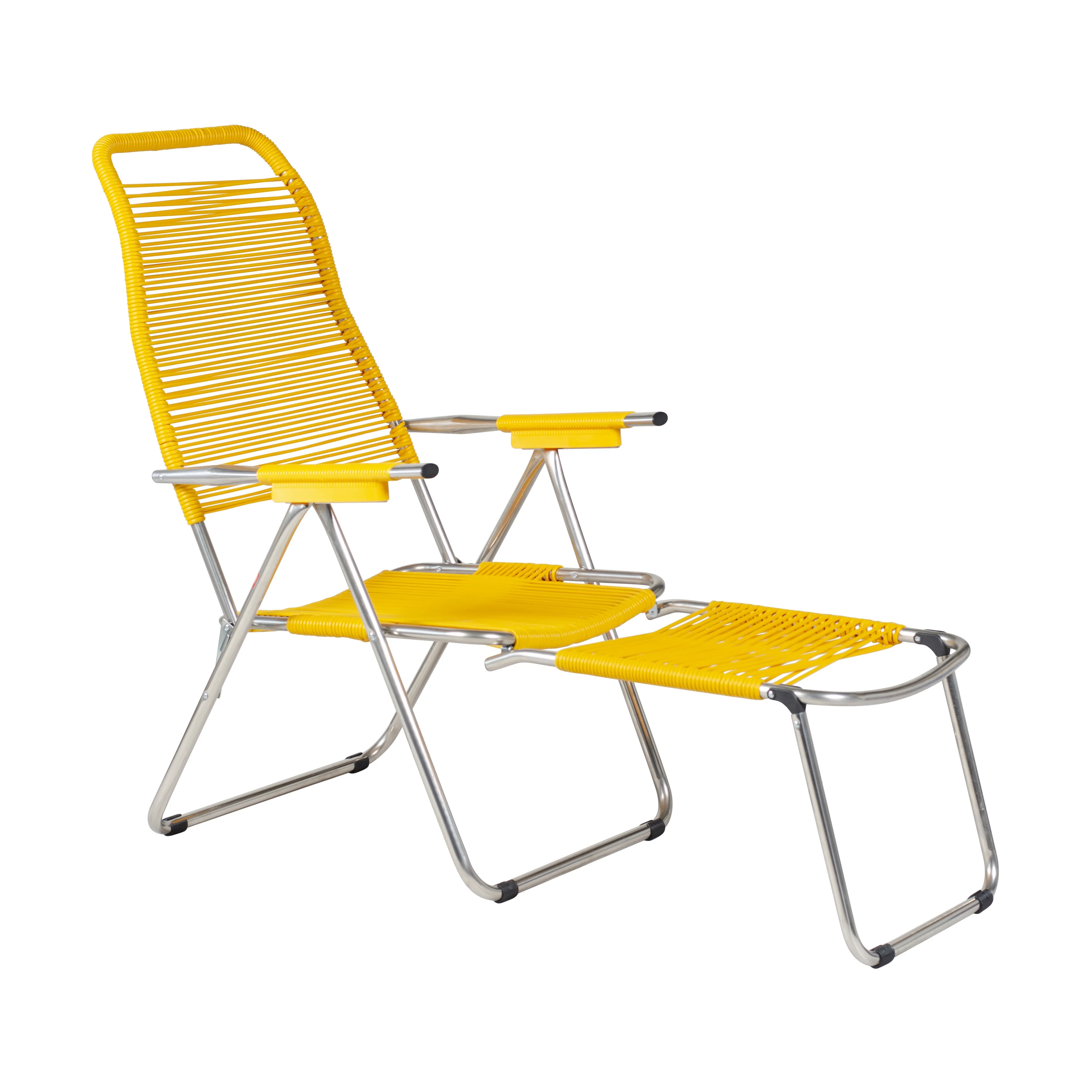 Spaghetti sun lounger with footrest, Yellow