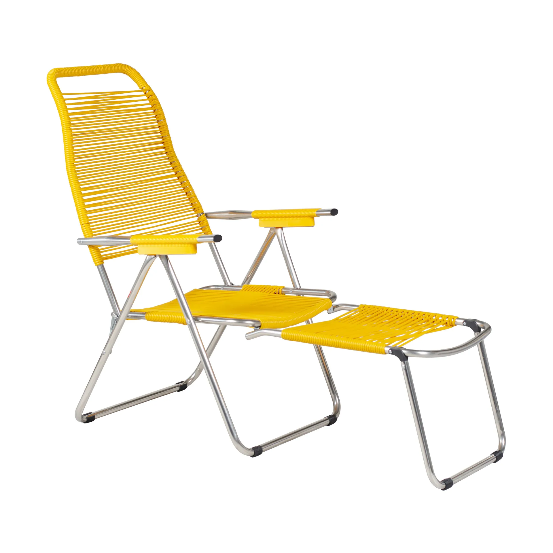 Spaghetti sun lounger with footrest, Yellow Fiam