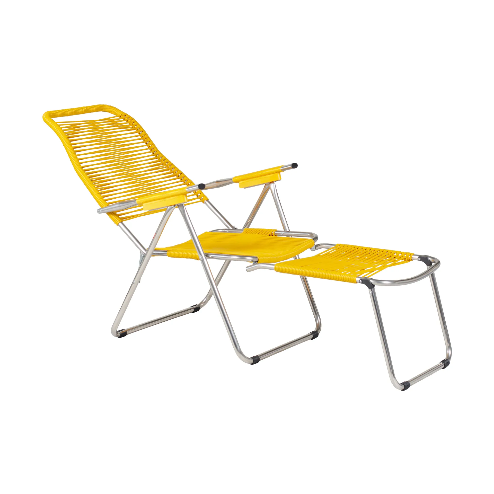 Spaghetti sun lounger with footrest, Yellow Fiam