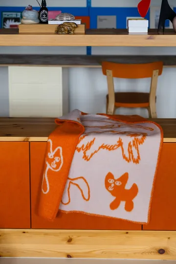 Cats wool throw - Orange, 65x95 cm - Fine Little Day