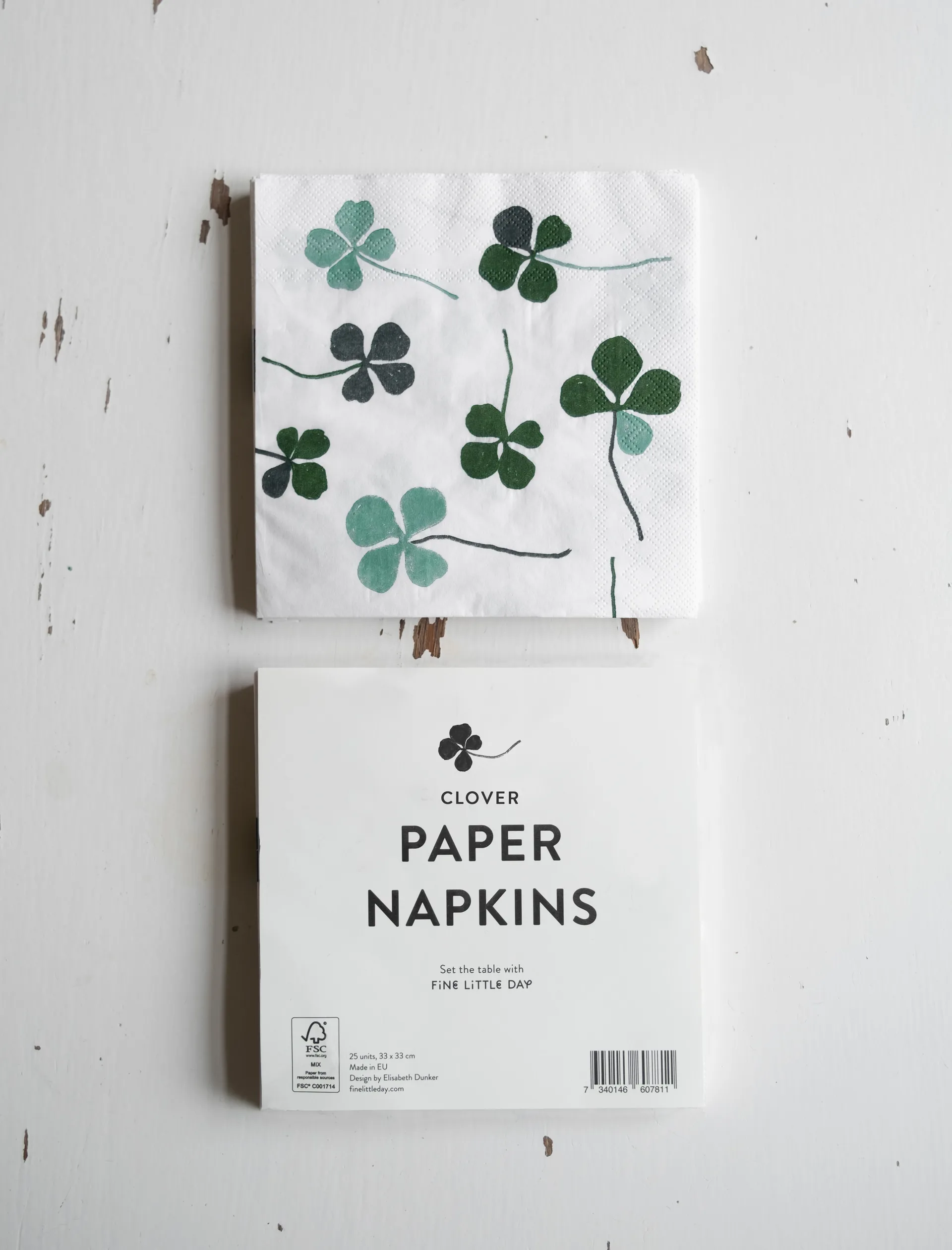 Clover napkin 25 pack, White-green Fine Little Day
