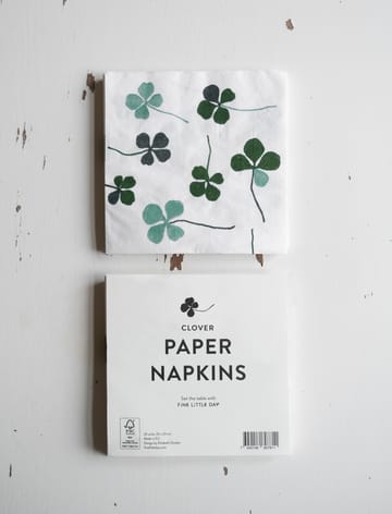 Clover napkin 25 pack - White-green - Fine Little Day
