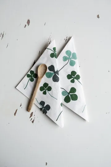 Clover napkin 25 pack - White-green - Fine Little Day