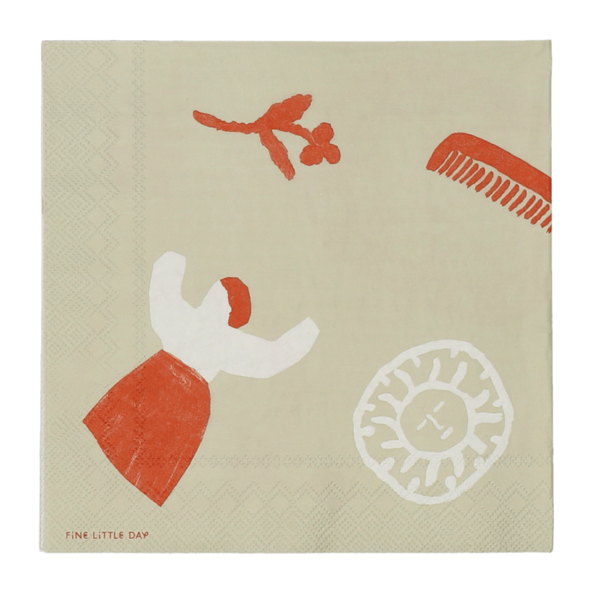 Fine Little Day Figures napkin 20 pack Beige-red | Scandinavian Design | Paper napkins | Beige
