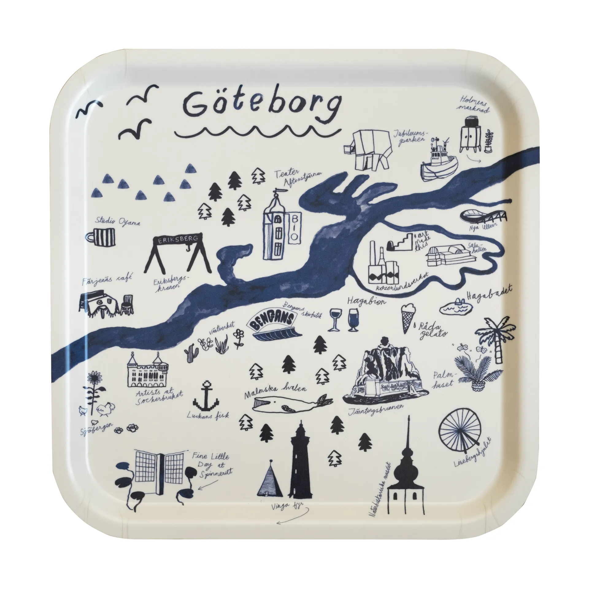 Gothenburg tray 32x32 cm, White-Blue Fine Little Day