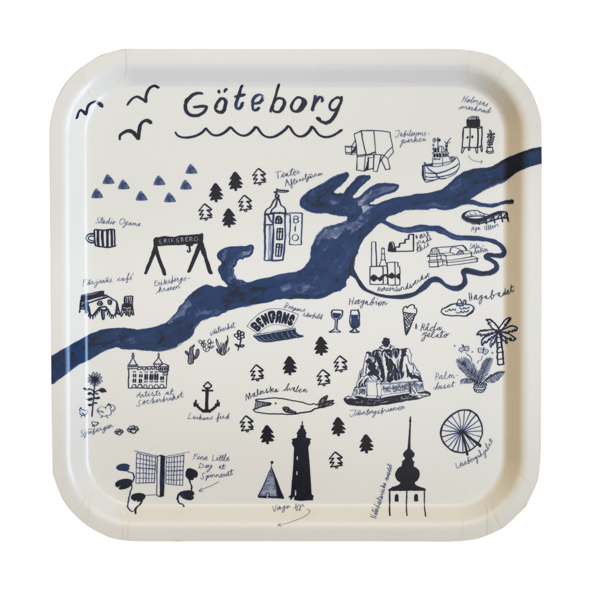 Fine Little Day Gothenburg tray 32x32 cm White-Blue