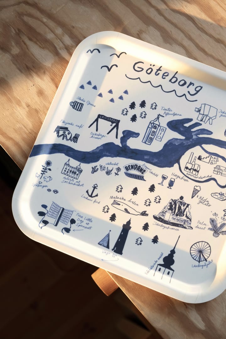 Gothenburg tray 32x32 cm - White-Blue - Fine Little Day