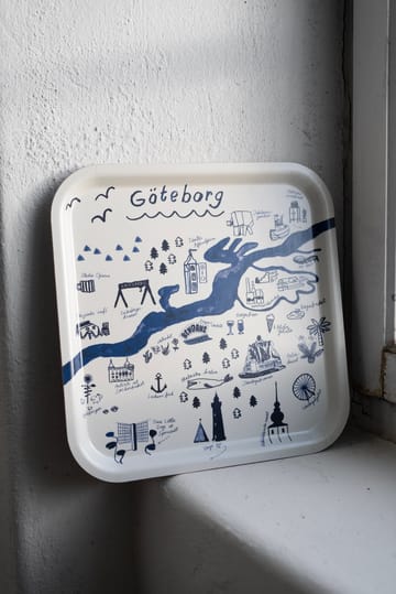 Gothenburg tray 32x32 cm - White-Blue - Fine Little Day