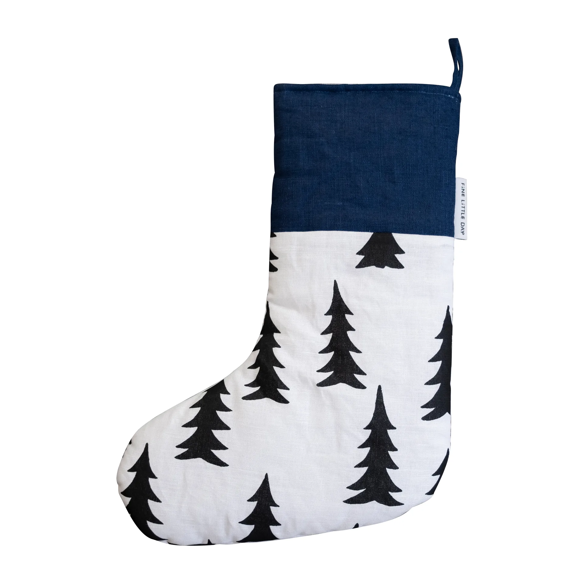 Gran Christmas stocking 40 cm, Black-blue-white Fine Little Day