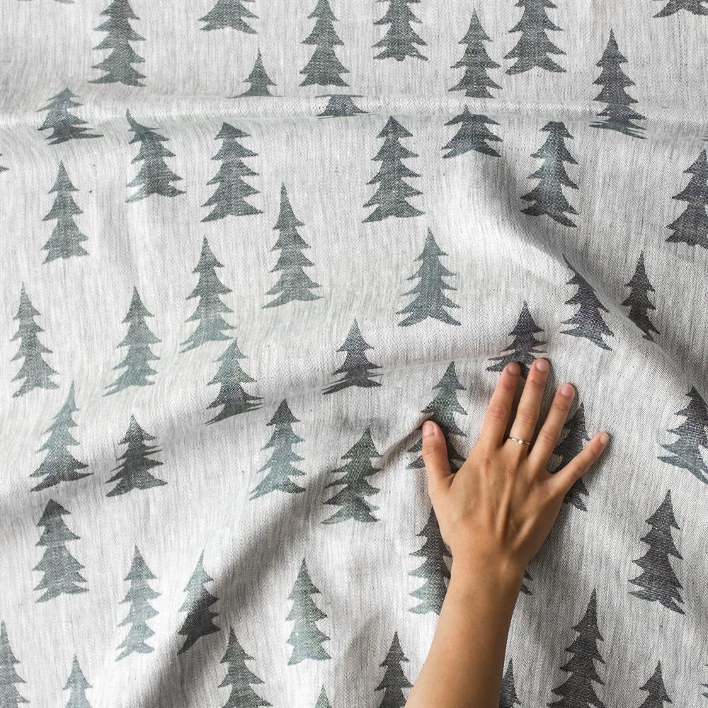 Gran linen fabric, dark green-white Fine Little Day