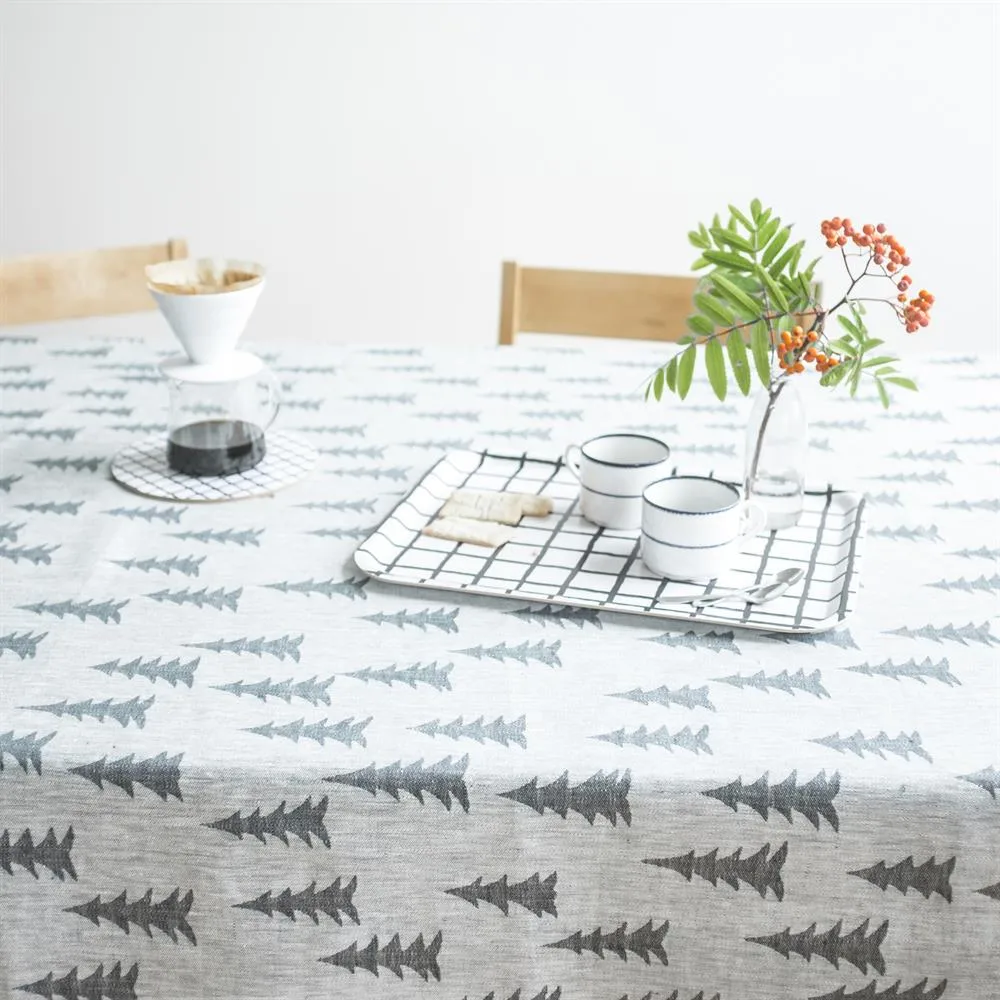 Gran linen fabric, dark green-white Fine Little Day