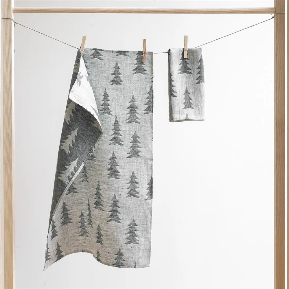 Gran tea towel linen, dark green-white Fine Little Day