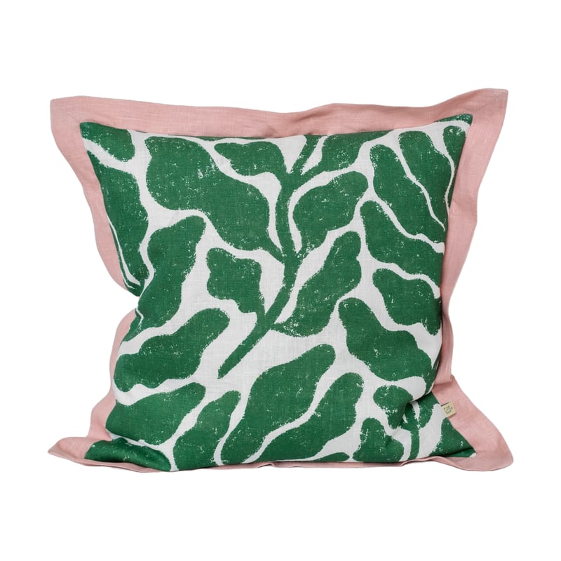 Fine Little Day Leaves cushion cover contrasting wing 48x48 cm Green-pink