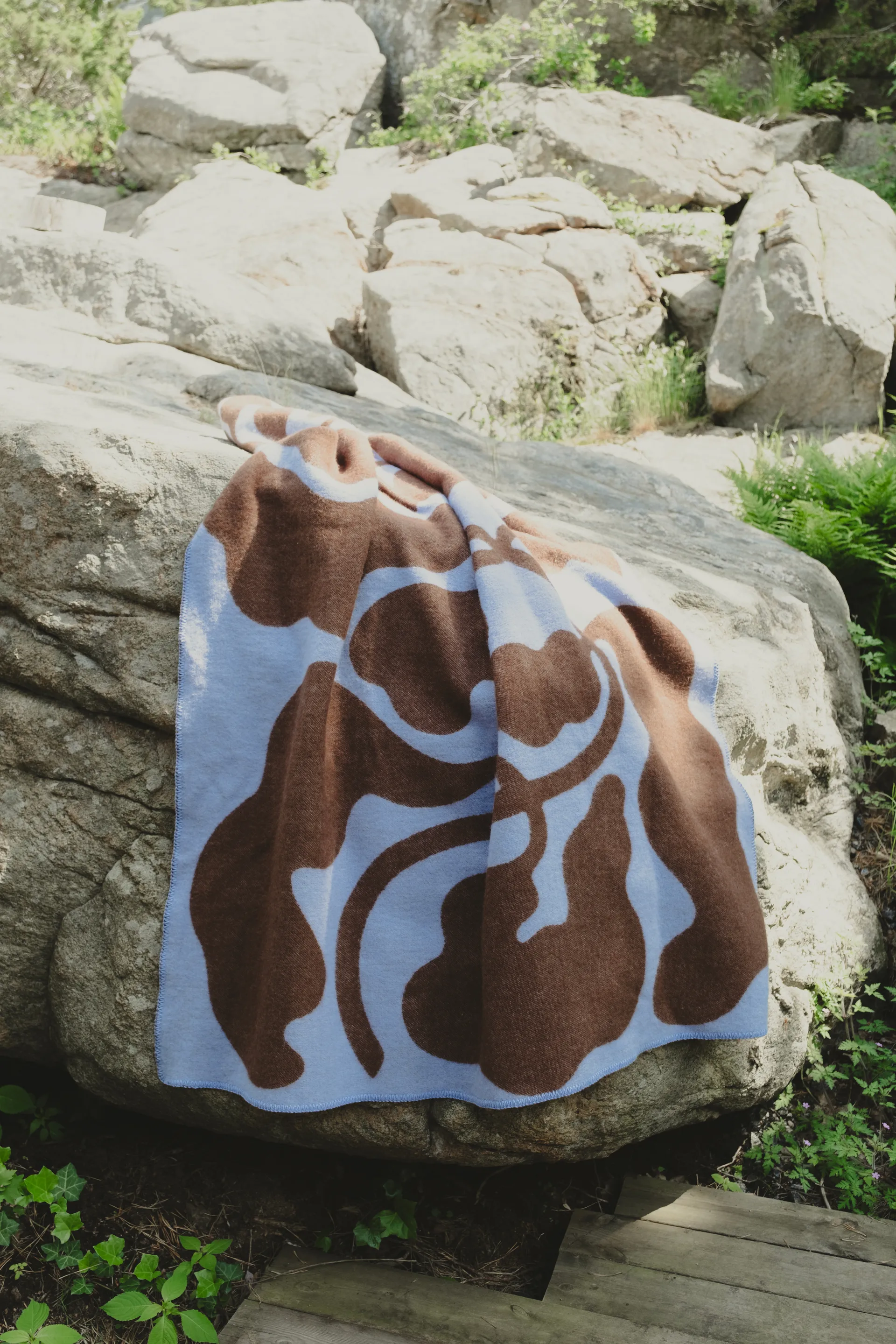 Leaves felt 130x180 cm, Blue-brown Fine Little Day
