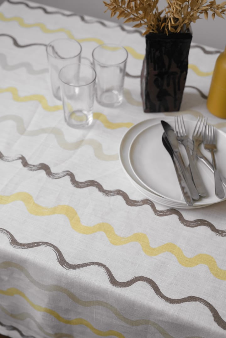 Randig table cloth 149x250 cm - White-yellow - Fine Little Day