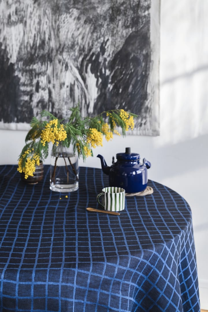 Rutig jacquard-woven table cloth 147x250 cm - Blue-black - Fine Little Day