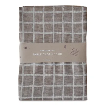 Rutig jacquard-woven table cloth 147x250 cm - brown-white - Fine Little Day