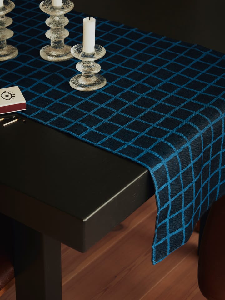 Rutig jacquard-woven table runner 45x150 cm - Blue-black - Fine Little Day