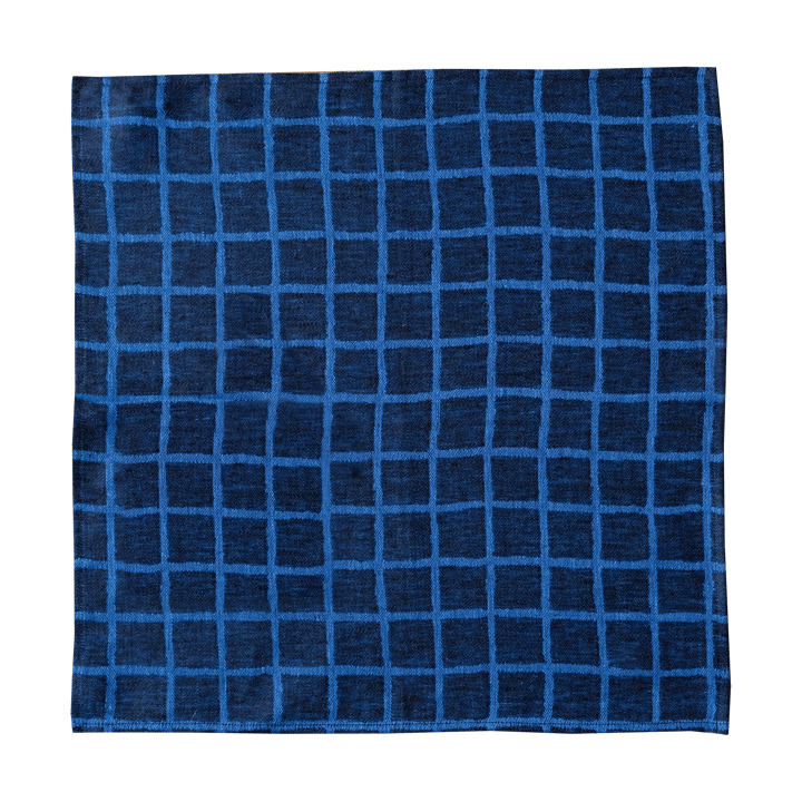 Rutig jacquardvävd servett 2-pack - Blue-black - Fine Little Day