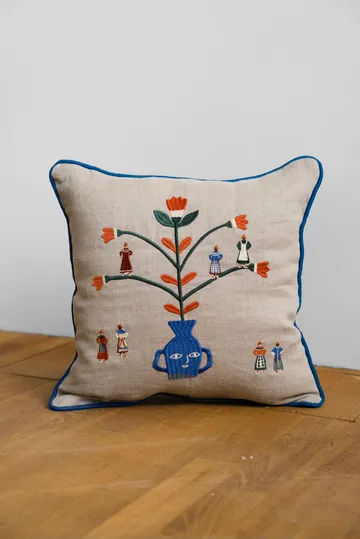 Seasonal pillowcase 38x38 cm - Natural-blue - Fine Little Day