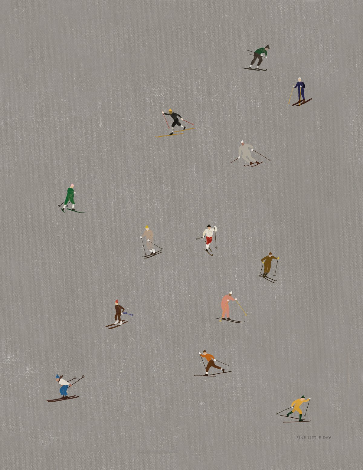 Fine Little Day Skiers poster 40x50 cm grey | Scandinavian Design | Posters | Grey
