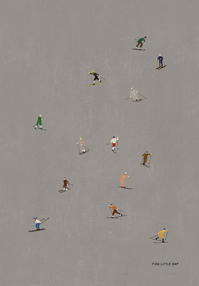 Skiers poster 50x70 cm - grey - Fine Little Day