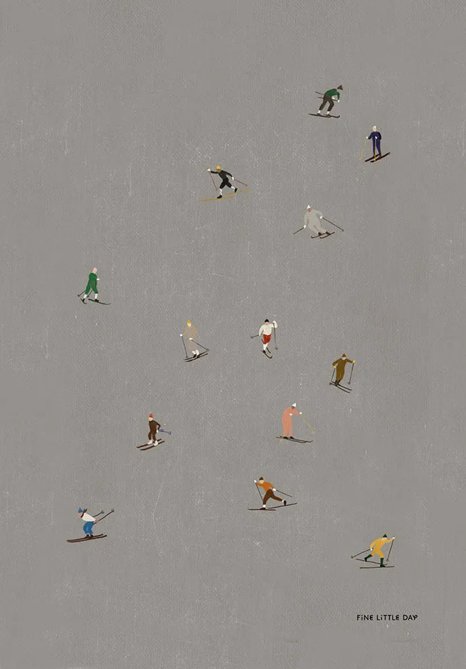 Fine Little Day Skiers poster 50x70 cm grey | Scandinavian Design | Posters | Grey