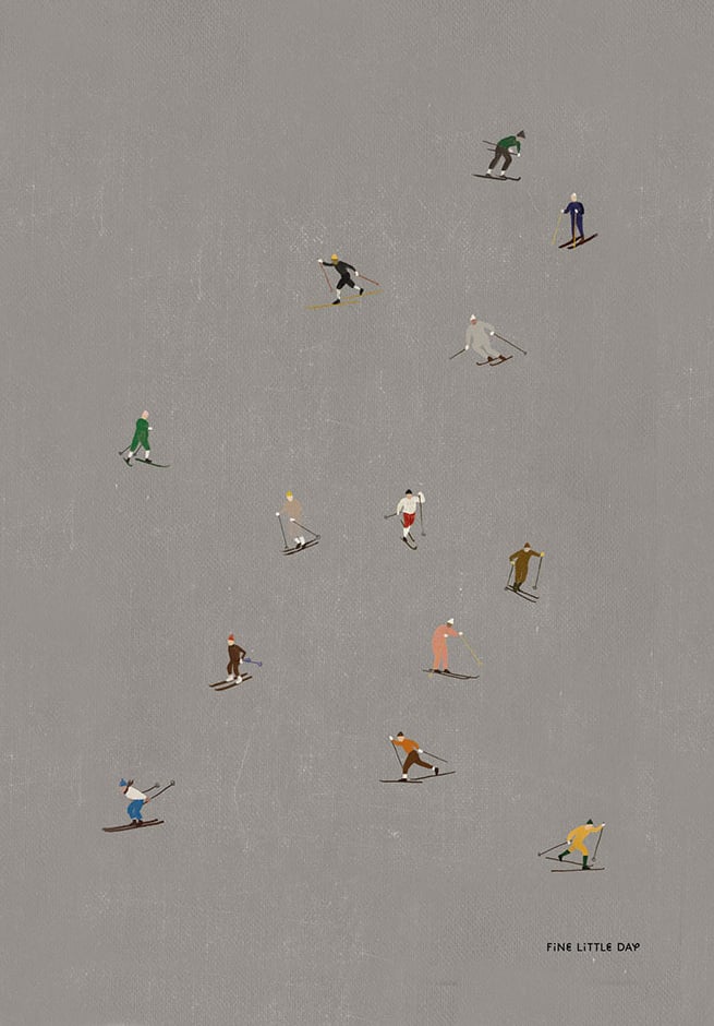 Fine Little Day Skiers poster 50x70 cm grey | Scandinavian Design | Posters | Grey