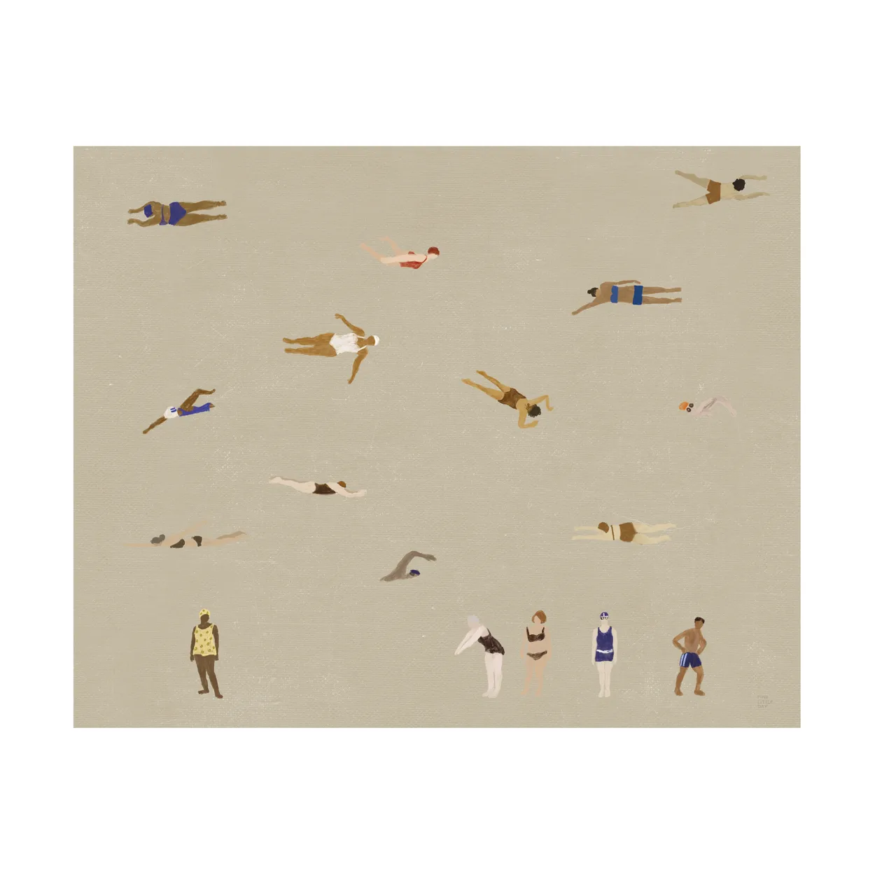 Fine Little Day Swimmers poster Beige, 40x50 cm | Scandinavian Design | Posters | Beige