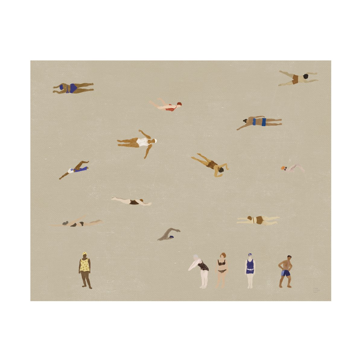 Fine Little Day Swimmers poster Beige, 40x50 cm | Scandinavian Design | Posters | Beige