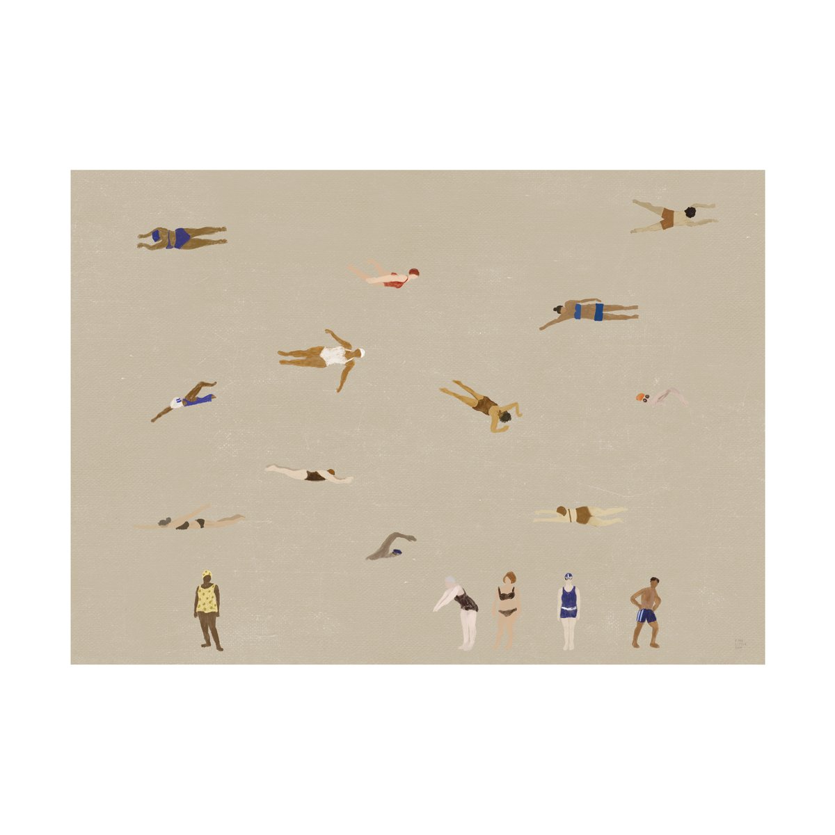 Fine Little Day Swimmers poster Beige, 50x70 cm