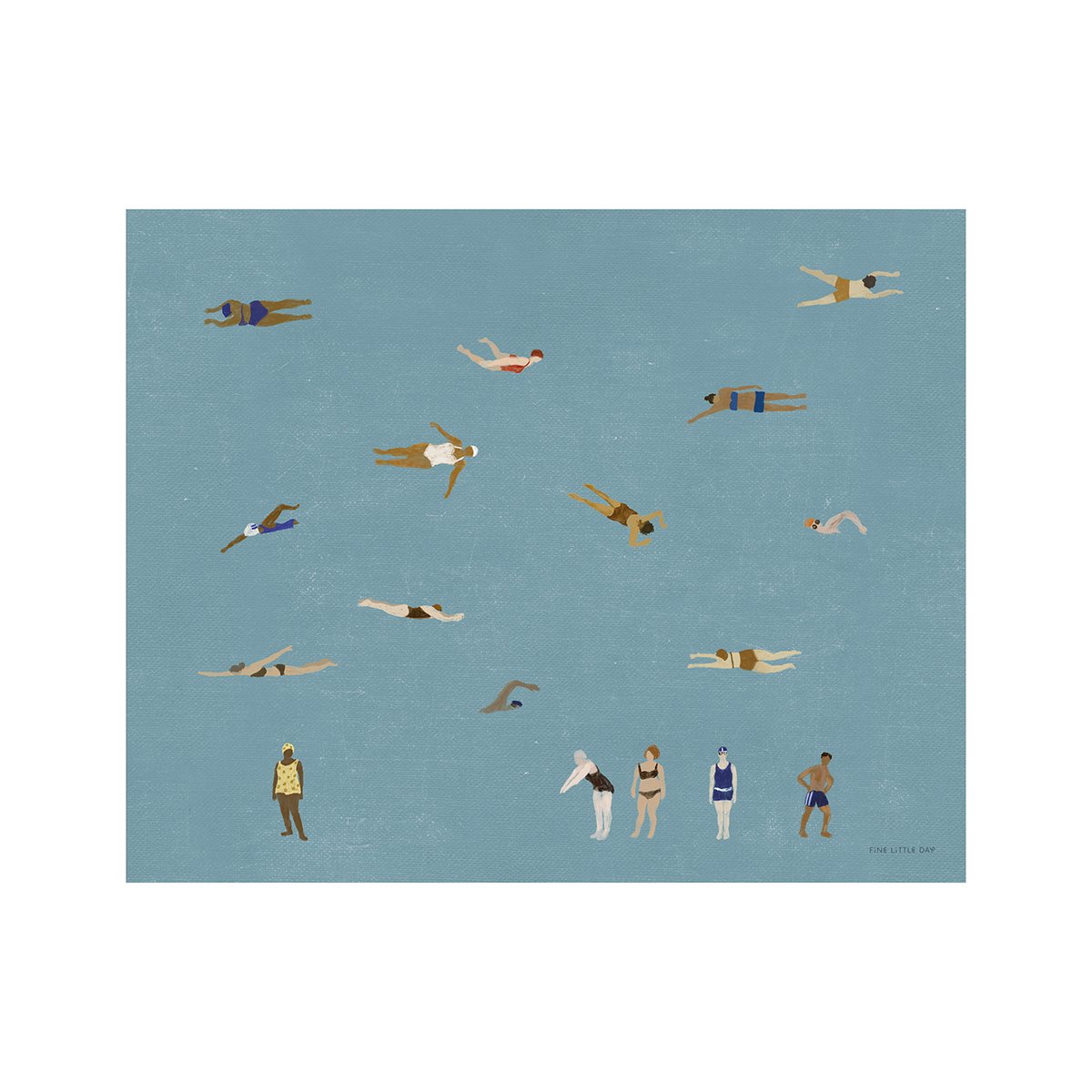 Fine Little Day Swimmers poster Blue, 40x50 cm | Scandinavian Design | Posters | Blue