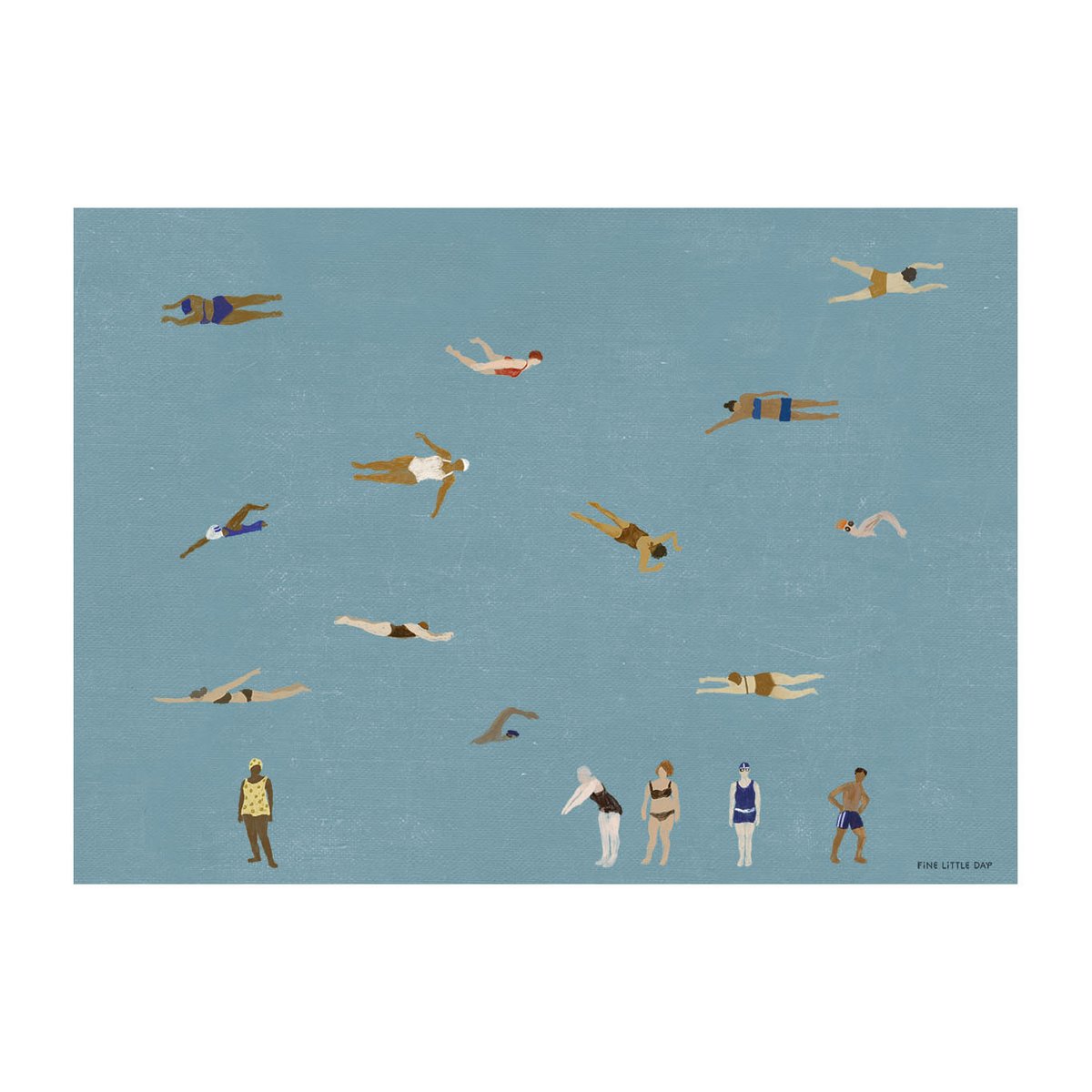 Fine Little Day Swimmers poster Blue, 50x70 cm | Scandinavian Design | Posters | Blue