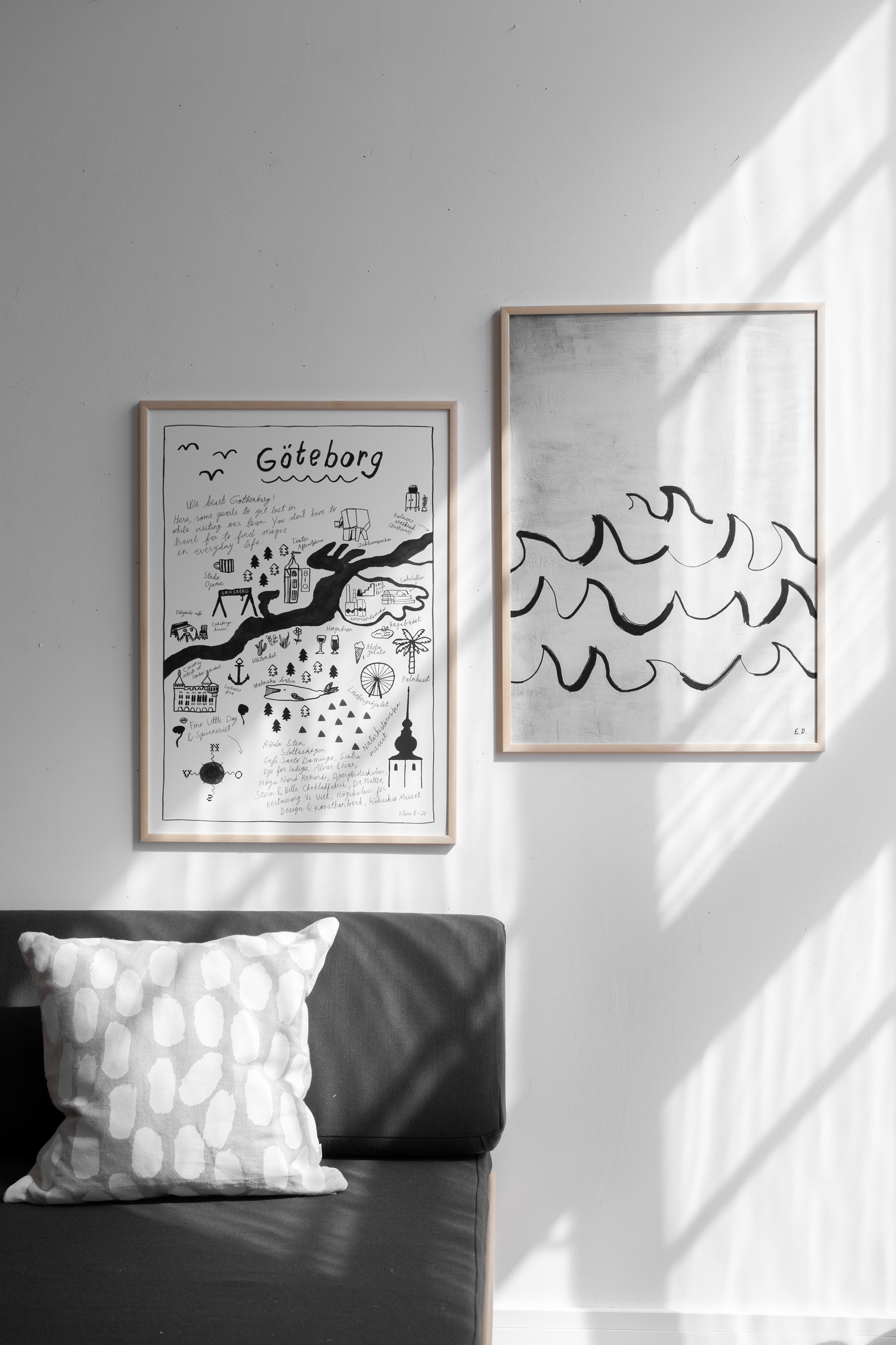 Wave poster 50x70 cm Black white