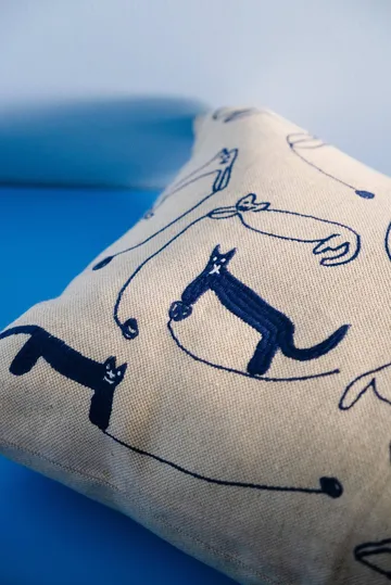 Yarn Cats cushion cover - Natural-blue, 35x58 cm - Fine Little Day