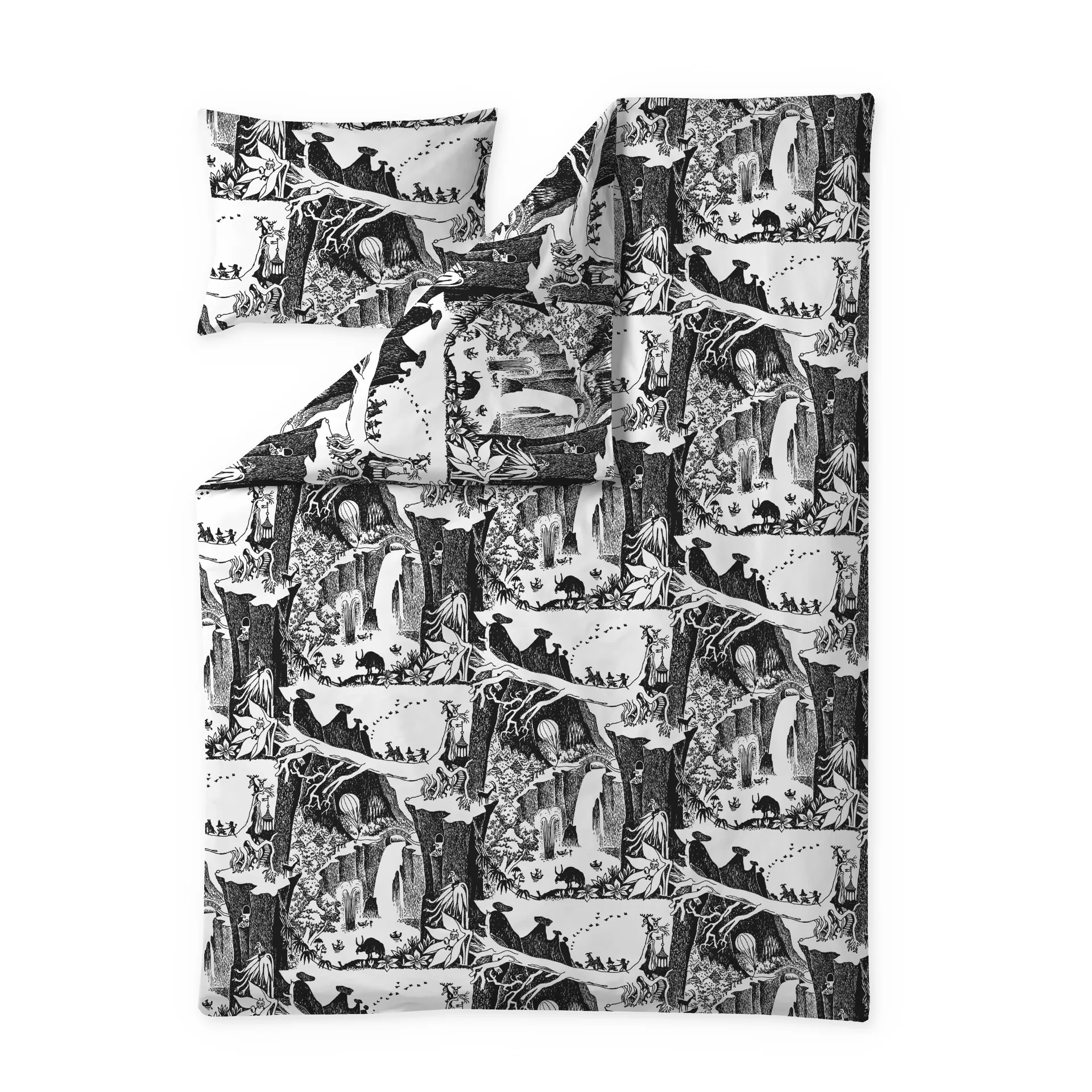 Moomin adventures bed set, Black - White Finlayson