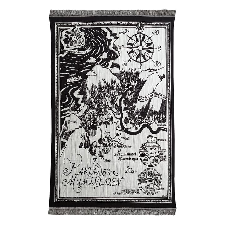 Moomin map throw - Back - White - Finlayson