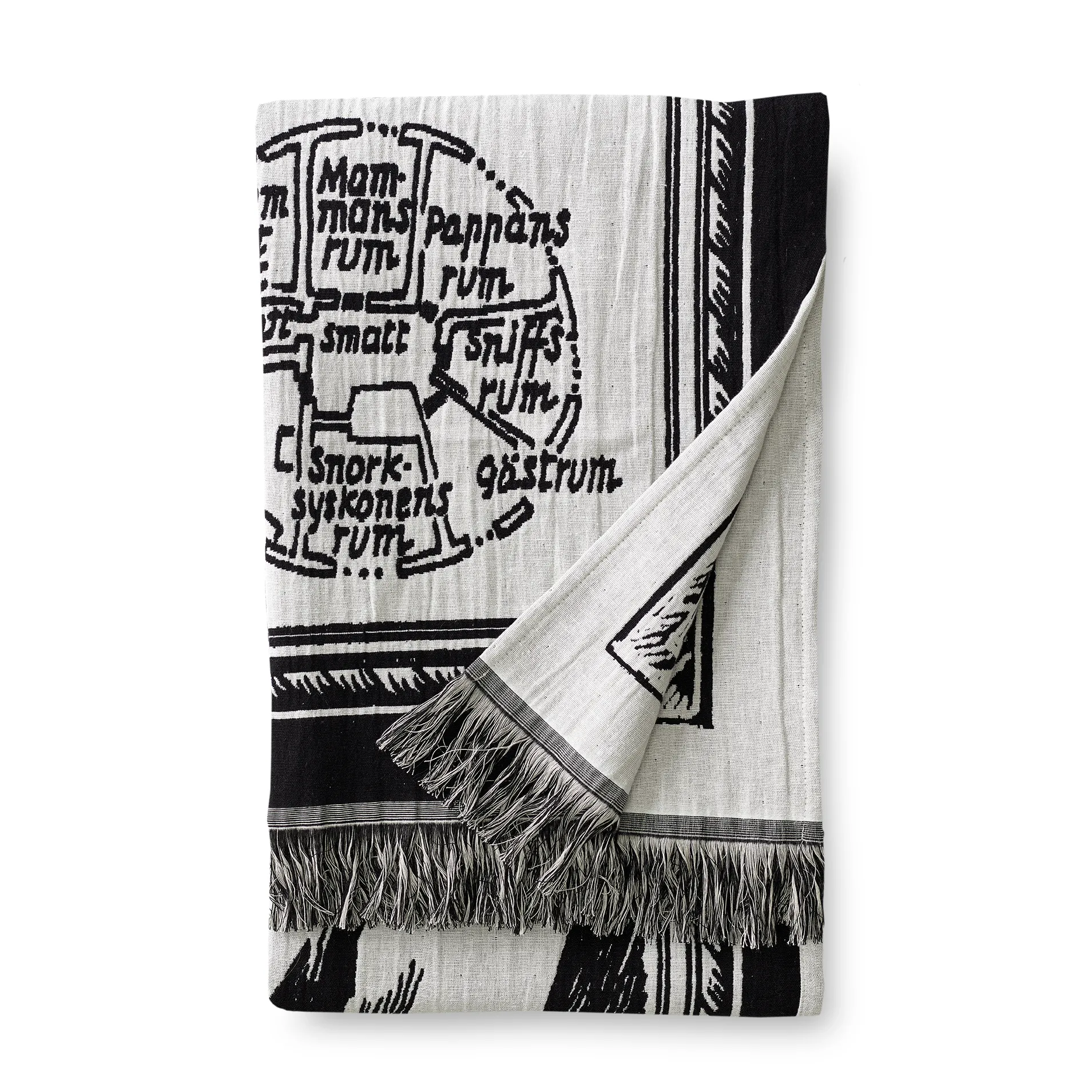 Moomin map throw, Back - White Finlayson