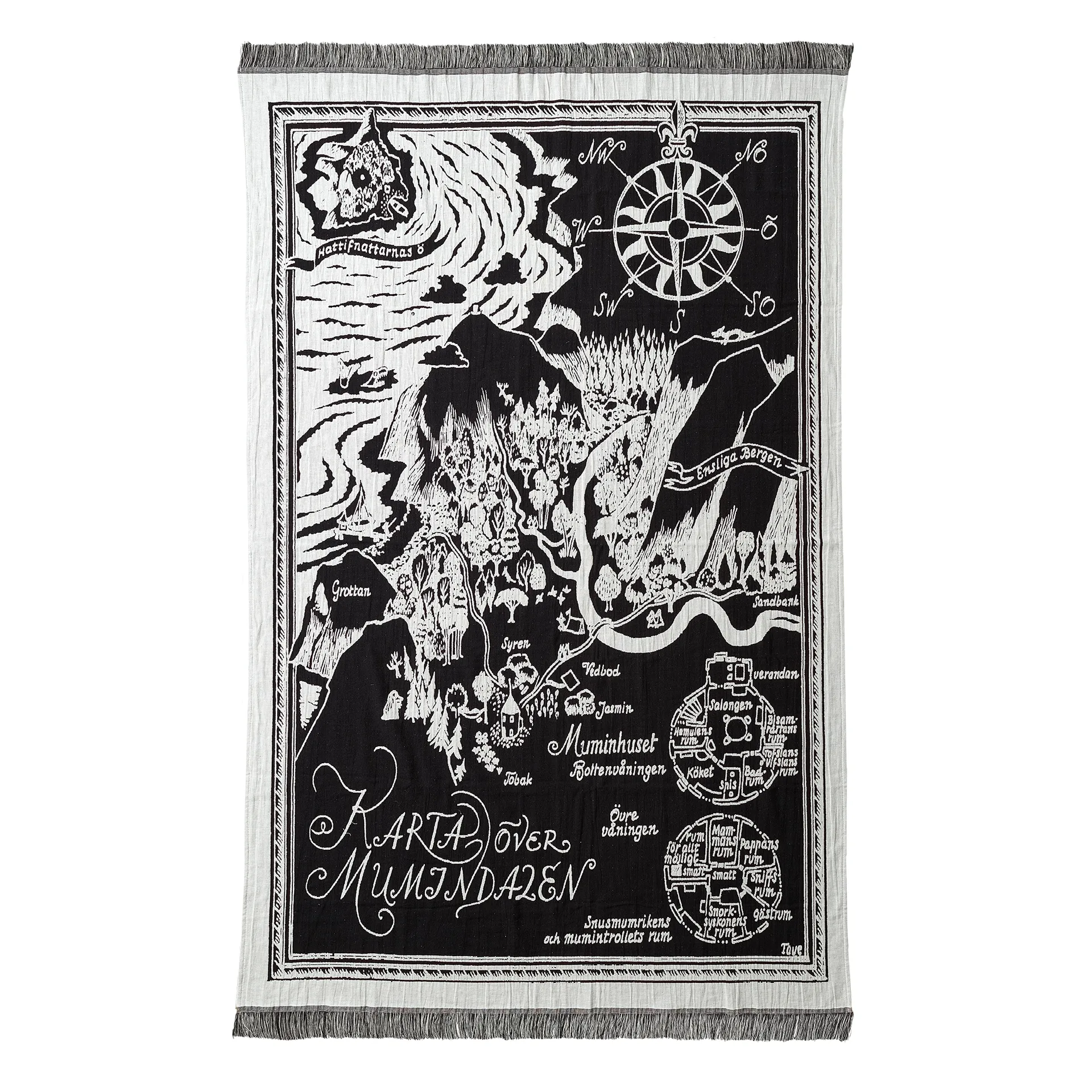 Moomin map throw, Back - White Finlayson
