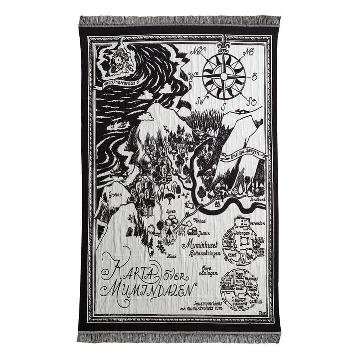 Moomin map throw, Back - White Finlayson