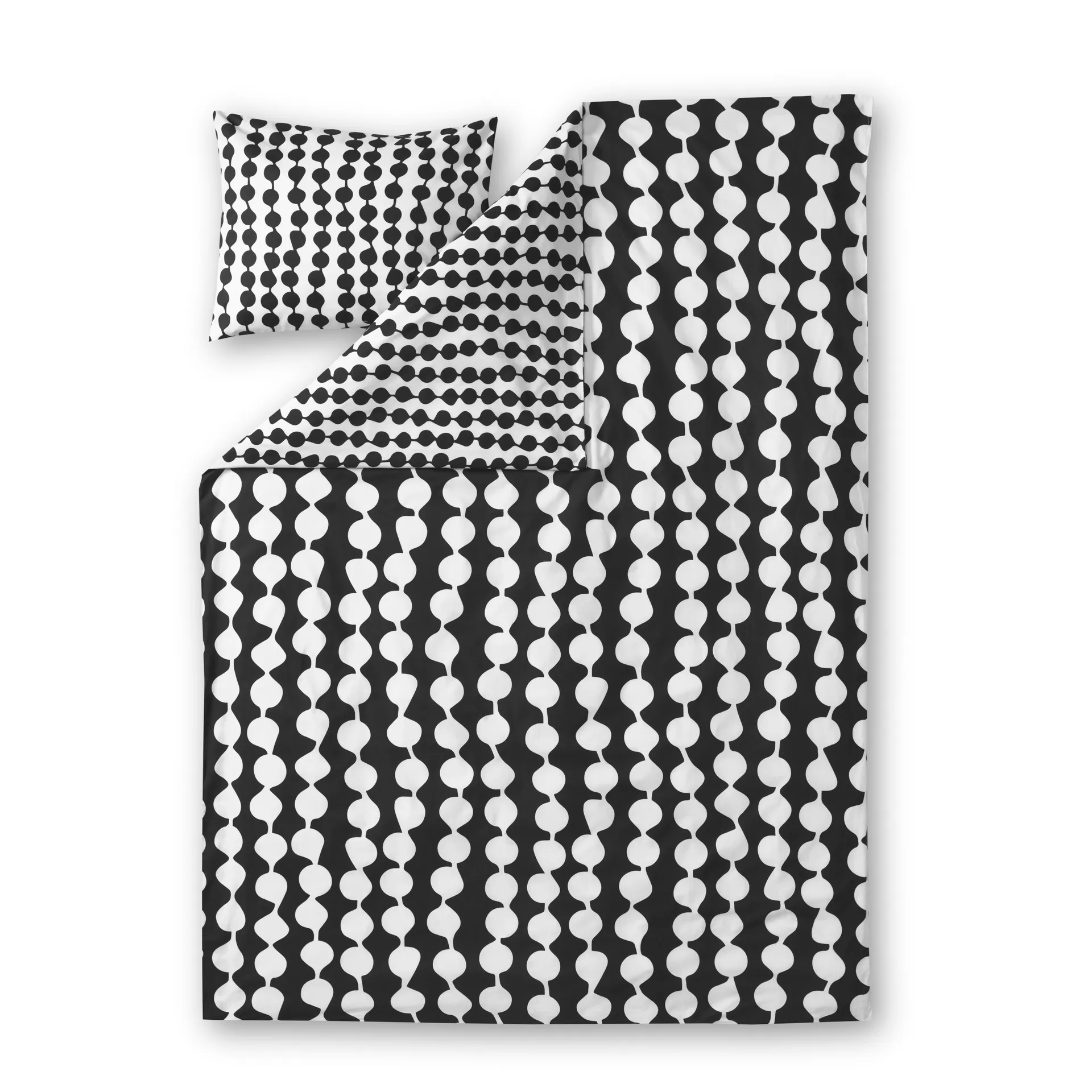Pampula bed set, Black - White Finlayson