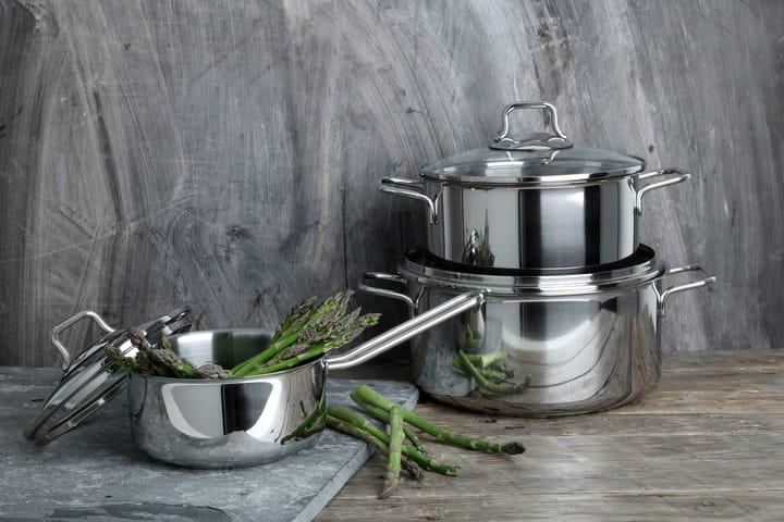 Fiskars pot & saucepan set with glass lid 3 pieces - Stainless steel - Fiskars