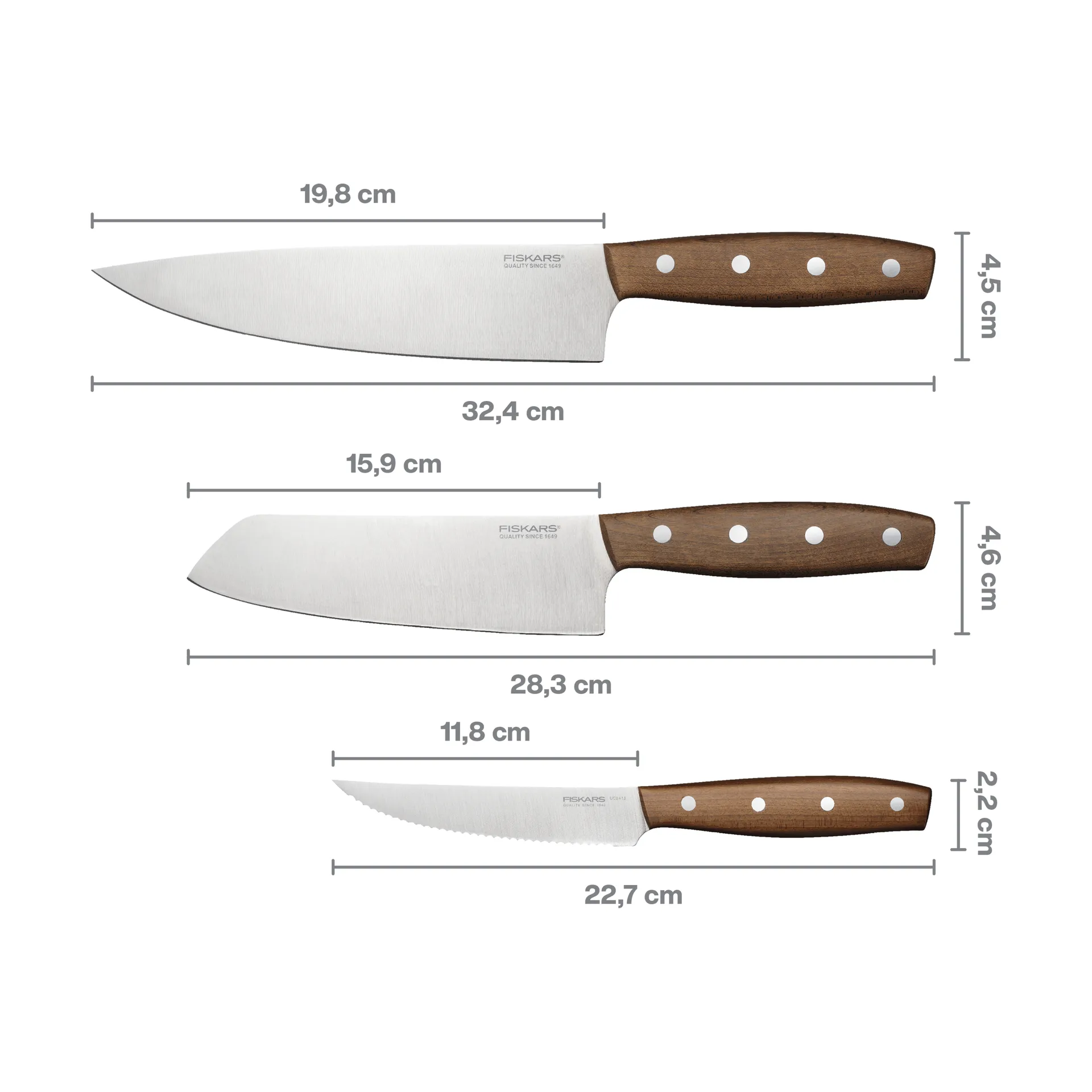 Folken knife set, 3 pieces Fiskars