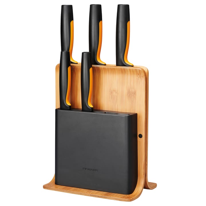 Functional Form knifeblock in bamboo with 5 knives - 6 pieces - Fiskars