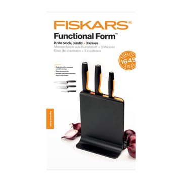 Functional Form plastic knife block with 3 knives - 4 pieces - Fiskars