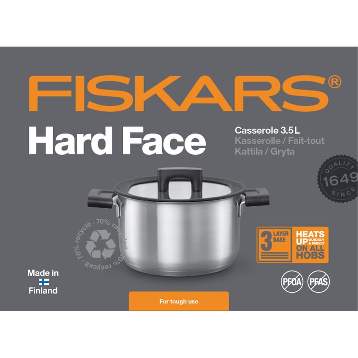 Hard Face Steel casserole with lid - 3.5 l - Fiskars