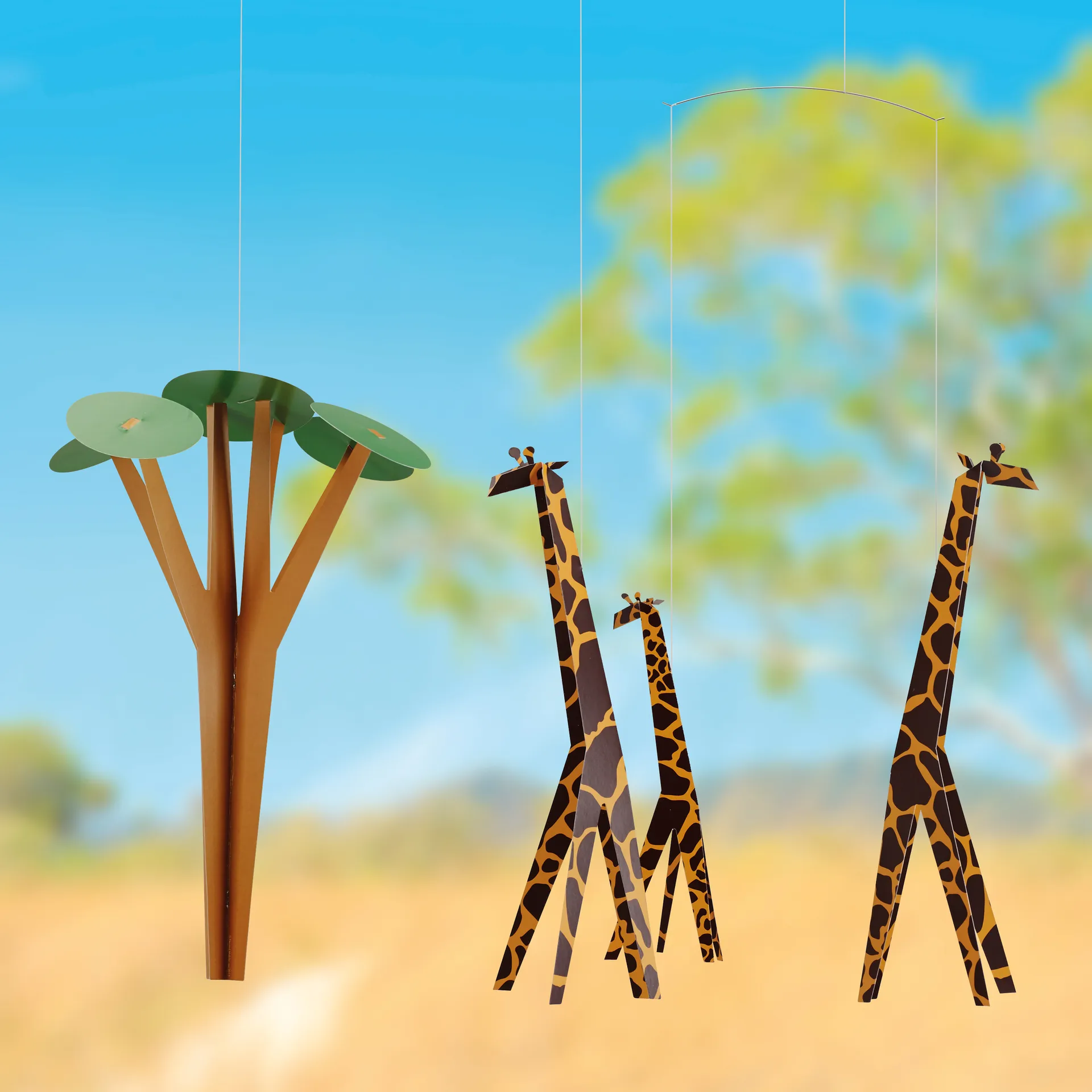 Giraffes on the Savannah mobile, multi Flensted Mobiles