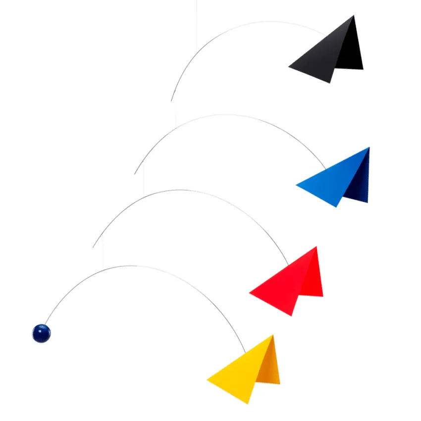 Flensted Mobiles Mirage Hanging Mobile – Black & White, 24\" Beech Wood, Handmade In Denmark