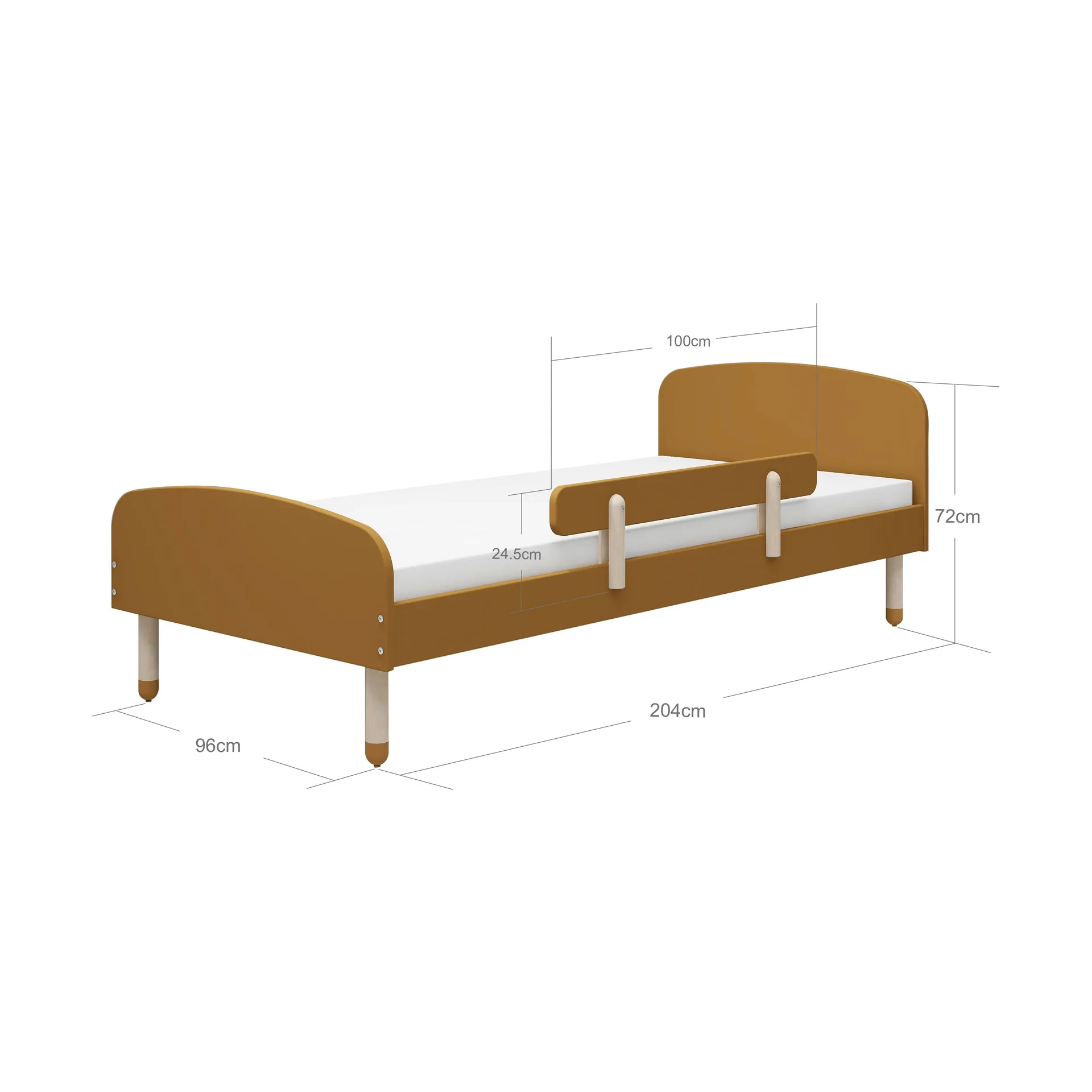 Dots bed with rail 96x204 cm, Yellow FLEXA
